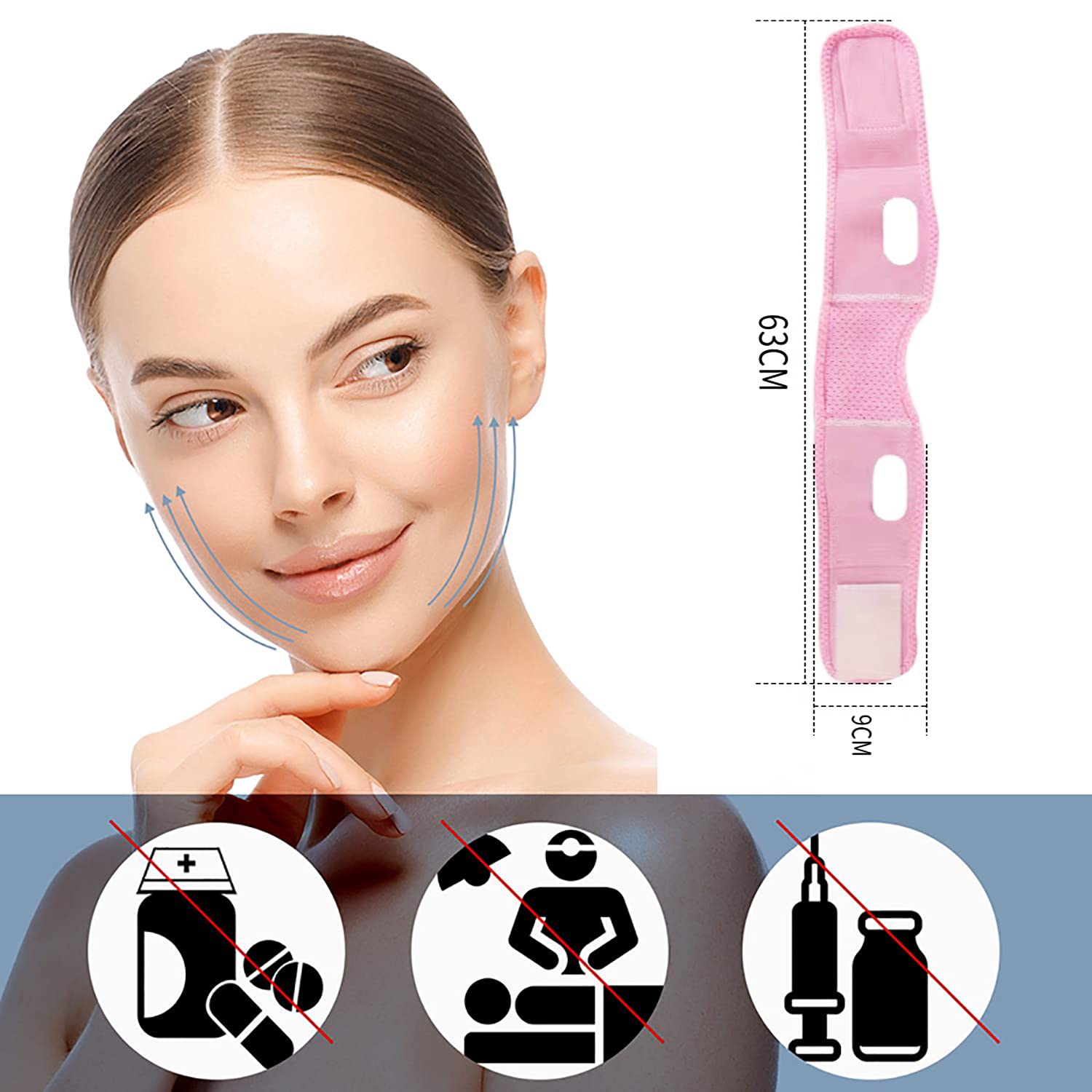 V line Lifting Mask Double Chin Reducer - Double Chin Eliminator - Face Lifting Belt, Face Slimmer,Chin Strap For Double Chin For Women, Face Belt, Tightening Skin Preventing Sagging Face Lift Tape