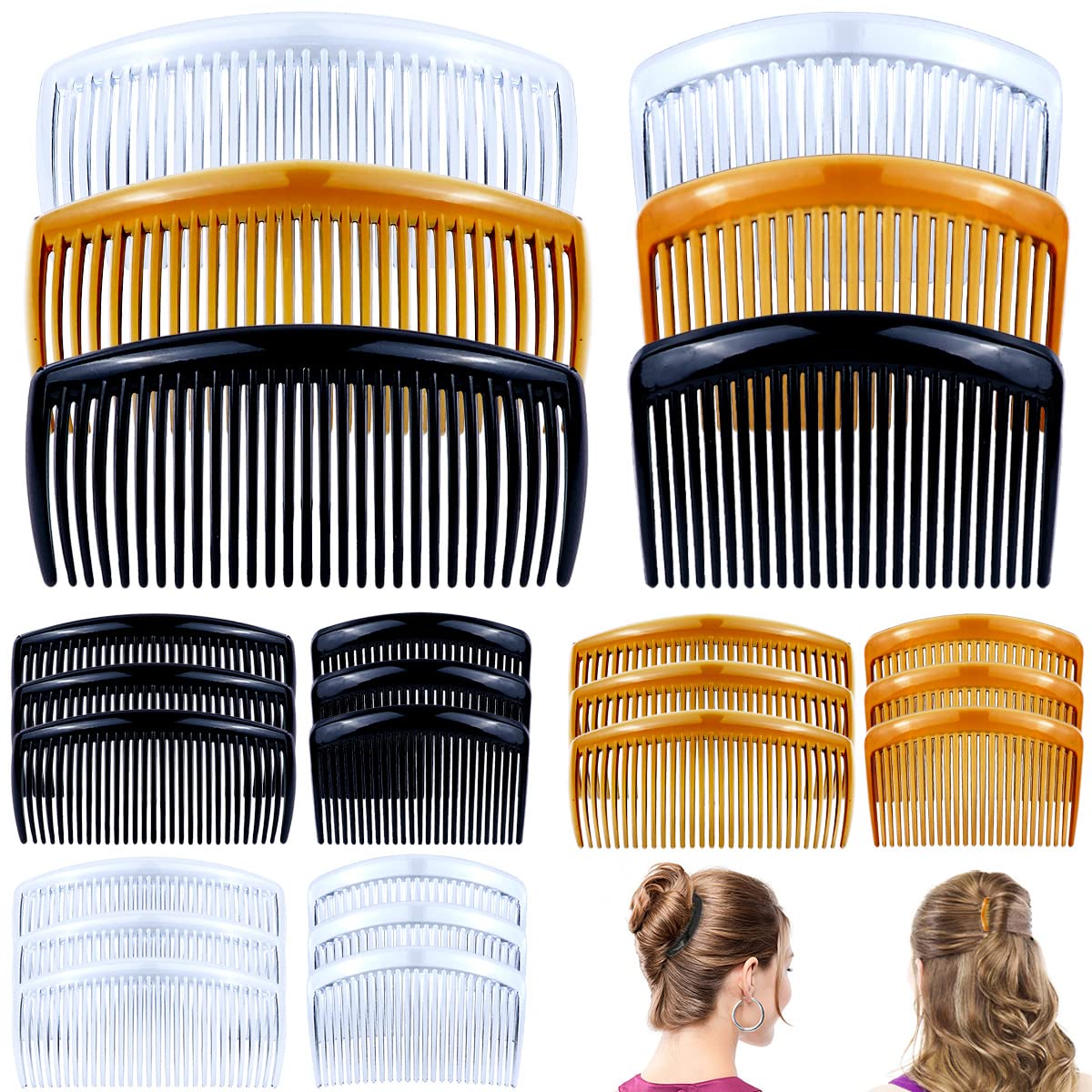 24 Pieces Hair Side Combs French Twist Hair Combs Lightweight Plastic 25/29 Teeth Comb for Women Girls Hairstyle Accessories(25 teeth, 29 teeth)