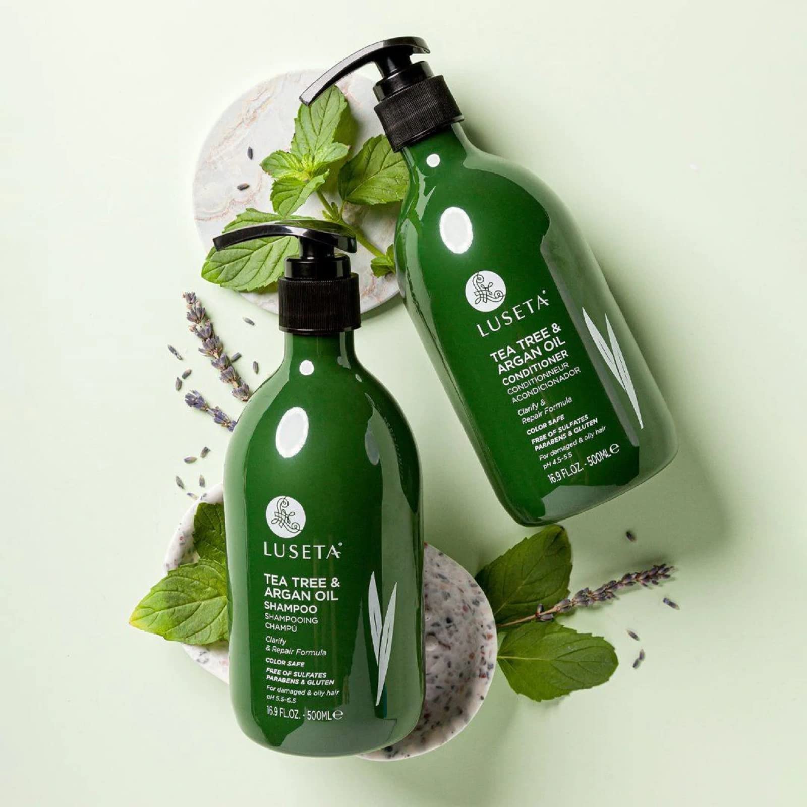 Luseta Tea Tree Shampoo & Conditioner Set 16.9oz each and Tea TreTea Tree Oil Body Wash with Mint 16.9oz