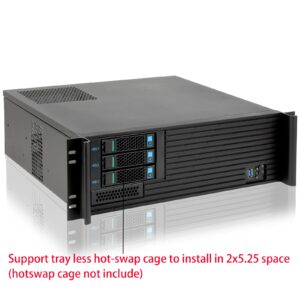 RackChoice 3u Short Depth rackmount Server Chassis Micro ATX/Mini-itx 2x5.25+5x3.5 Bays Support Standard ATX PSU with Either top or Side Cooling