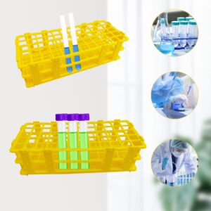 Pocomoco 3 Packs Plastic Test Tube Rack, 60 Holes Lab Test Tube Rack Holder for 16mm Test Tubes, Yellow, Detachable (Yellow60)