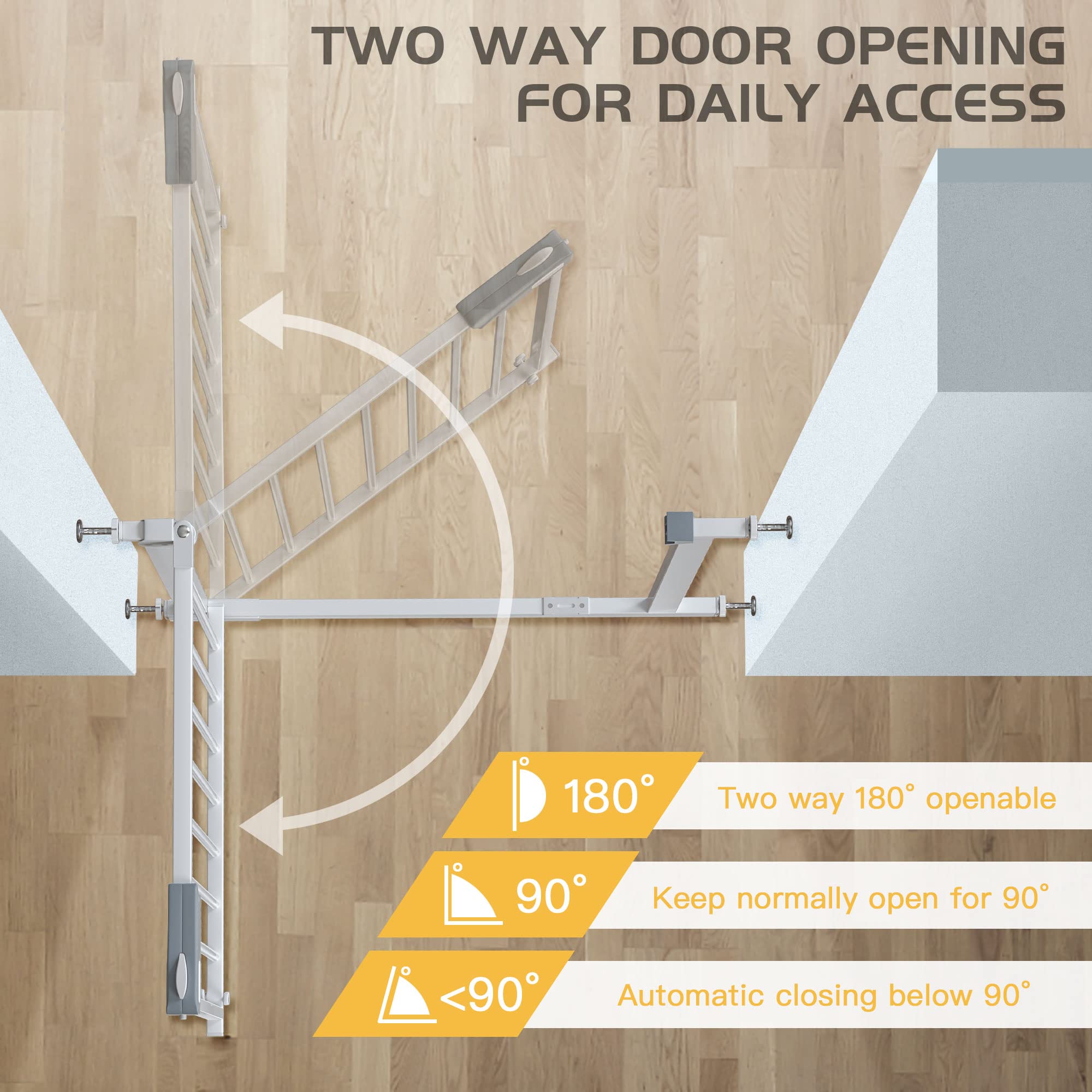 Dokicat Baby Gate,Baby Gates 29-33/41-45 inches,Extra Tall Pet Gate,Tall Baby Gate,Dog Gates for House,Baby Gates for Doorways,Pressure Mounted Baby Gate, No Drill Baby gate