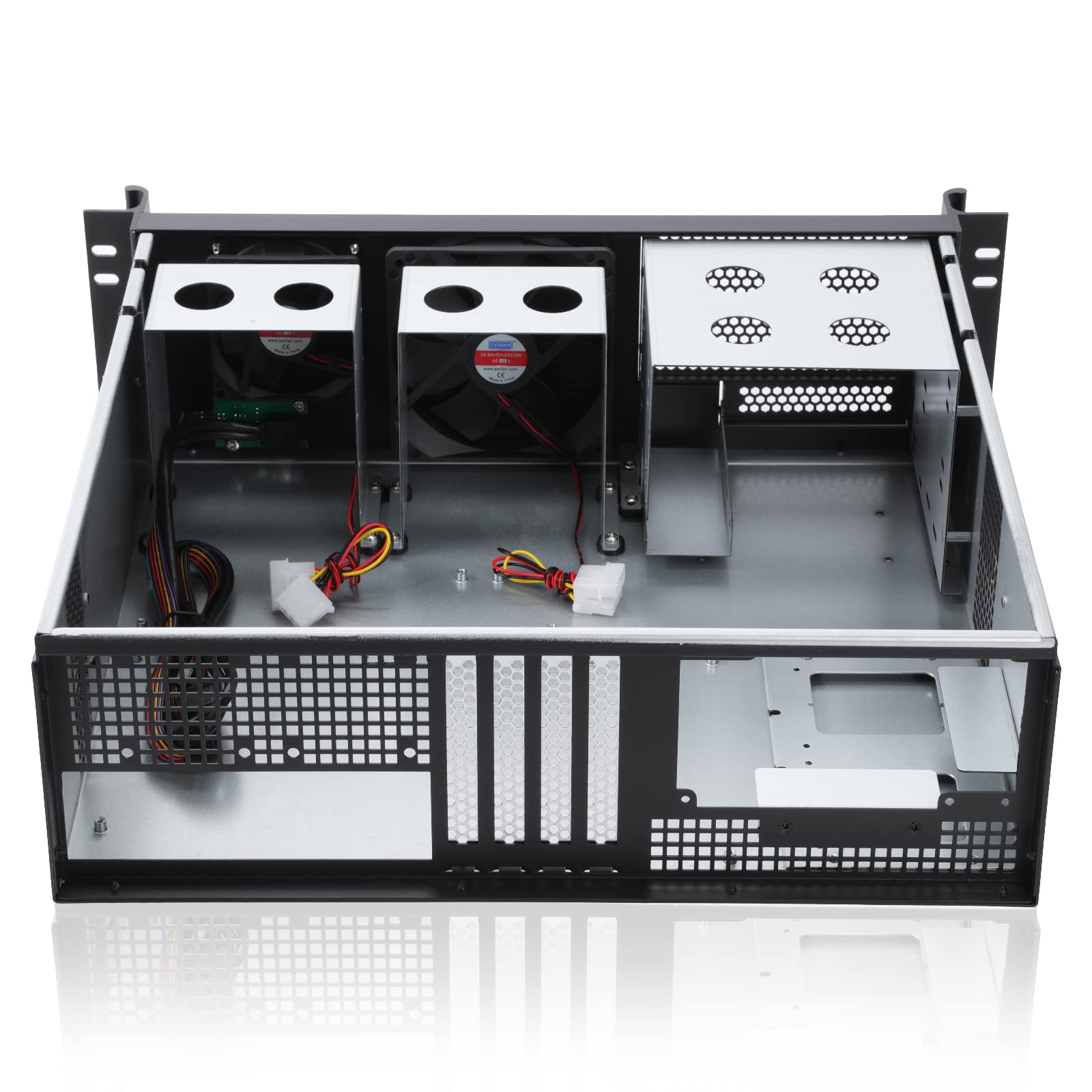 RackChoice 3u Short Depth rackmount Server Chassis Micro ATX/Mini-itx 2x5.25+5x3.5 Bays Support Standard ATX PSU with Either top or Side Cooling