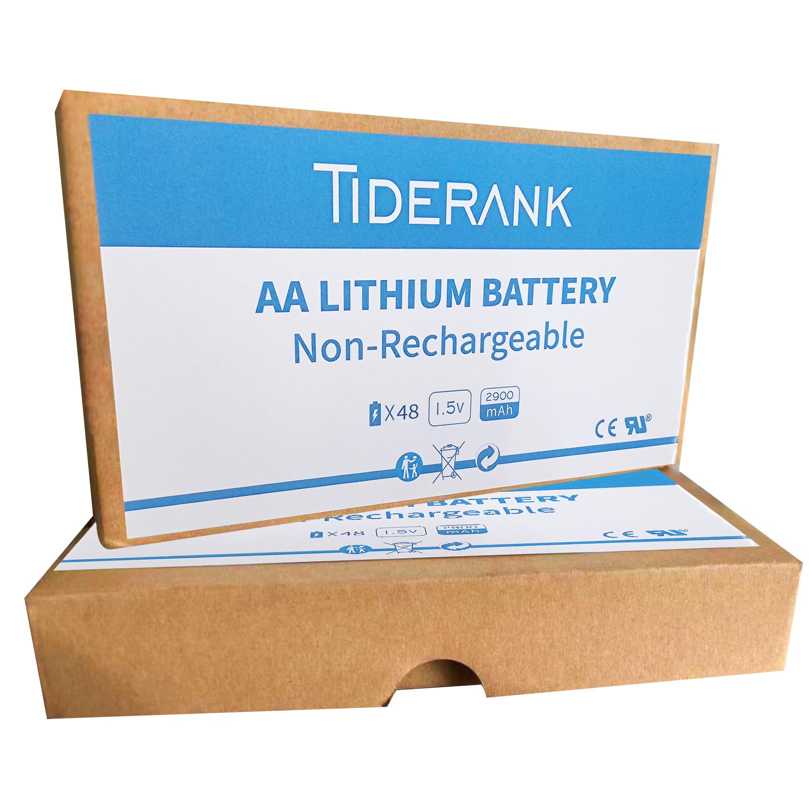 Tiderank AA Lithium Battery 48 Pack, Long Lasting 2900mAh 1.5V AA Battery, No Leaks Guaranteed, Works in Extreme Temperatures(Non Rechargeable)