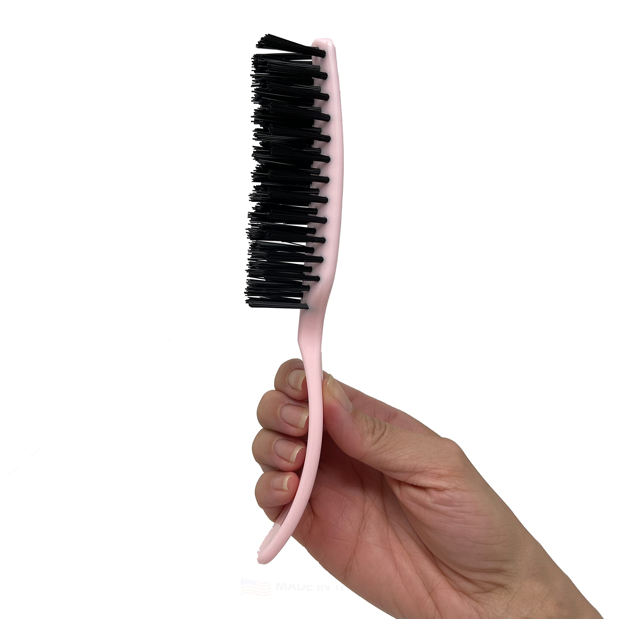 Styling Gear Detangling Hair Brush Nylon Bristles 7 Row Teasing Womens Brush For Thick Hair Small Travel Hairbrush Brush For Hair 1 Pcs. (Light Pink)