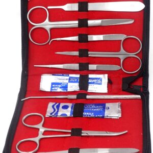 21pc Advanced Training Kit- High Grade Stainless Steel Needle Holder Scissors Hemostat Tweezers All in One Set + Carrying Case, Perfect for Anatomy, Veterinary & Medical Students - By A2zscilab