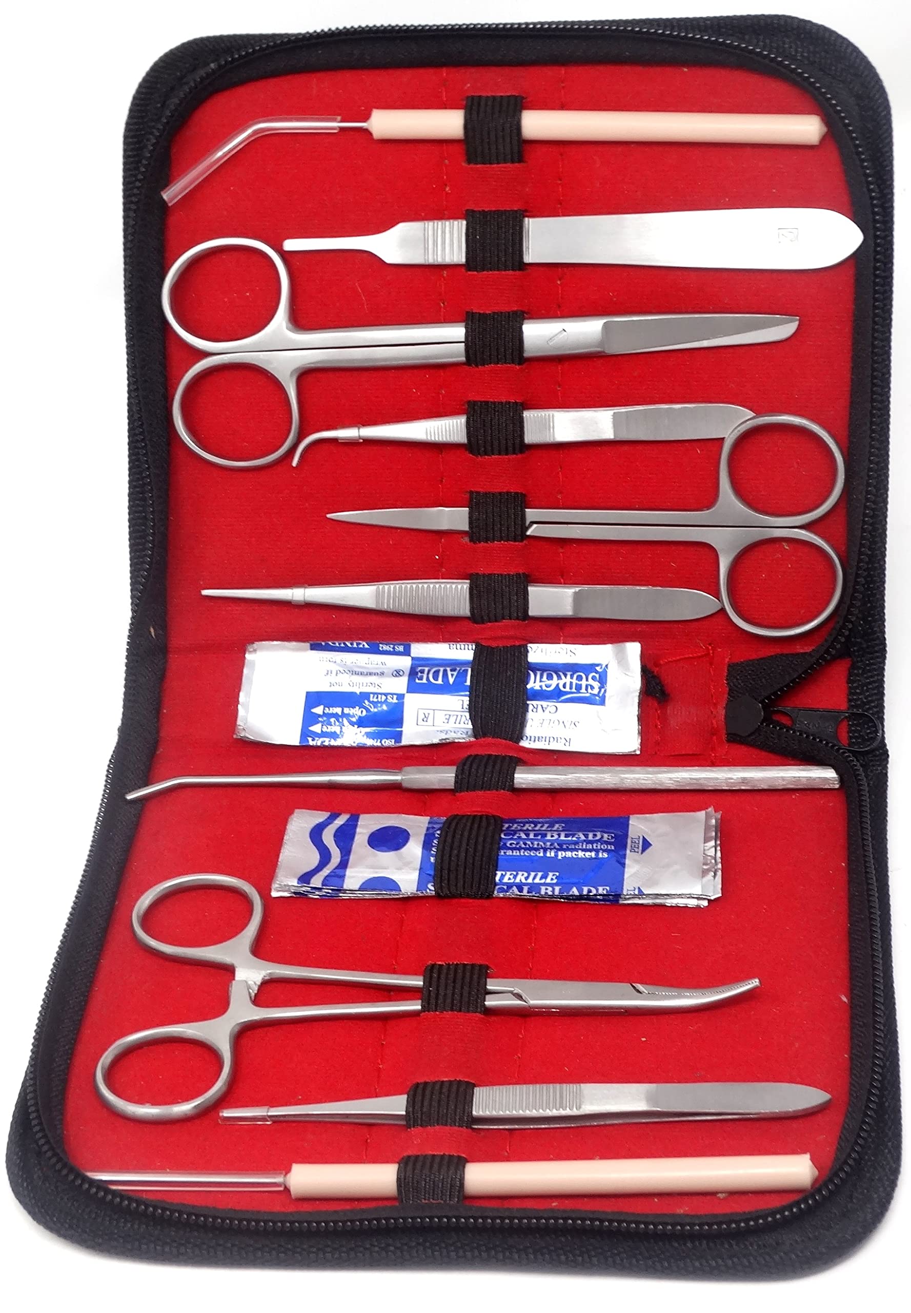 21pc Advanced Training Kit- High Grade Stainless Steel Needle Holder Scissors Hemostat Tweezers All in One Set + Carrying Case, Perfect for Anatomy, Veterinary & Medical Students - By A2zscilab