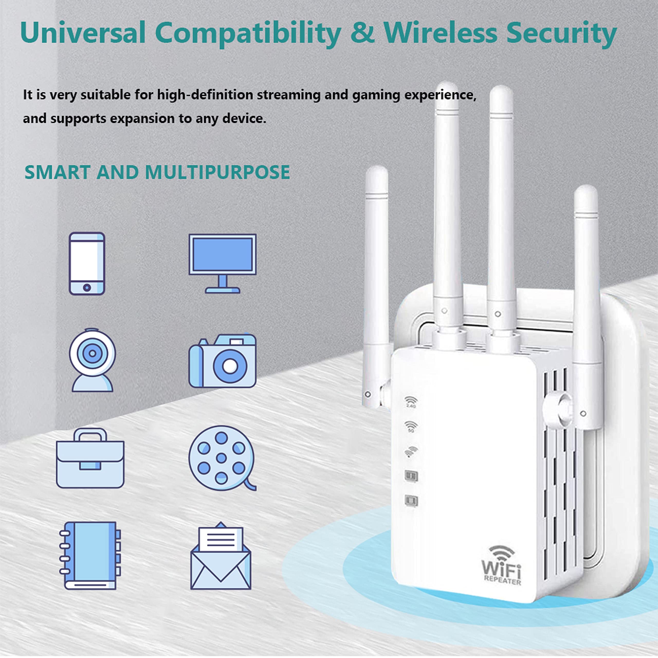 2022 WiFi Extender Signal Booster - for Home Covers Up to 8500 Sq.ft and 45 Devices, WiFi Booster with Ethernet Port, Easy Setup, Internet Range Extender - Compatible w/ Alexa, Fire Stick, Ring