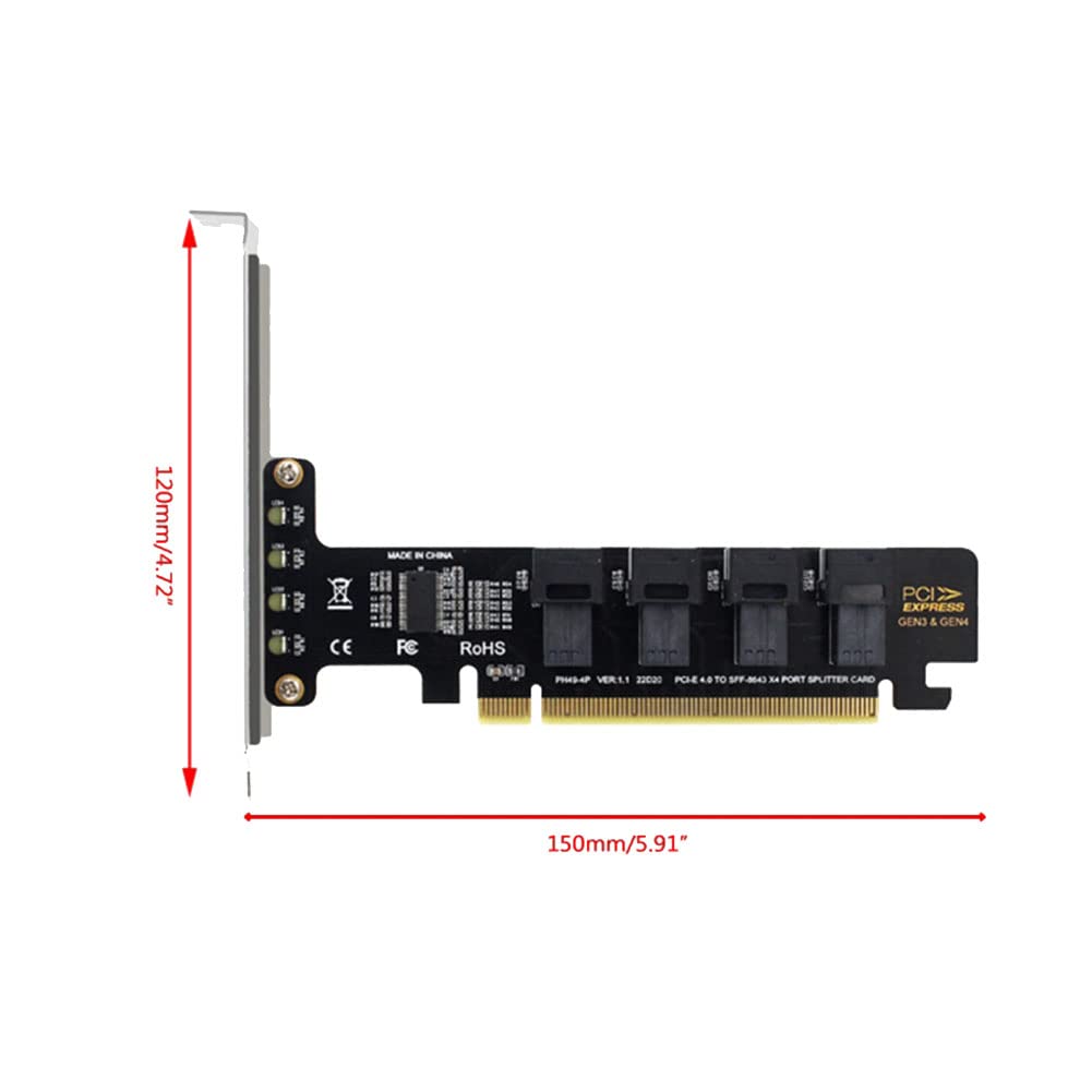 Viupolsor NGFF PCI-E 16X to 4 Ports U.2 NVME Split Expansion Card SFF-8639/8643 NVME PCIE SSD Adapter for Mainboard SSD