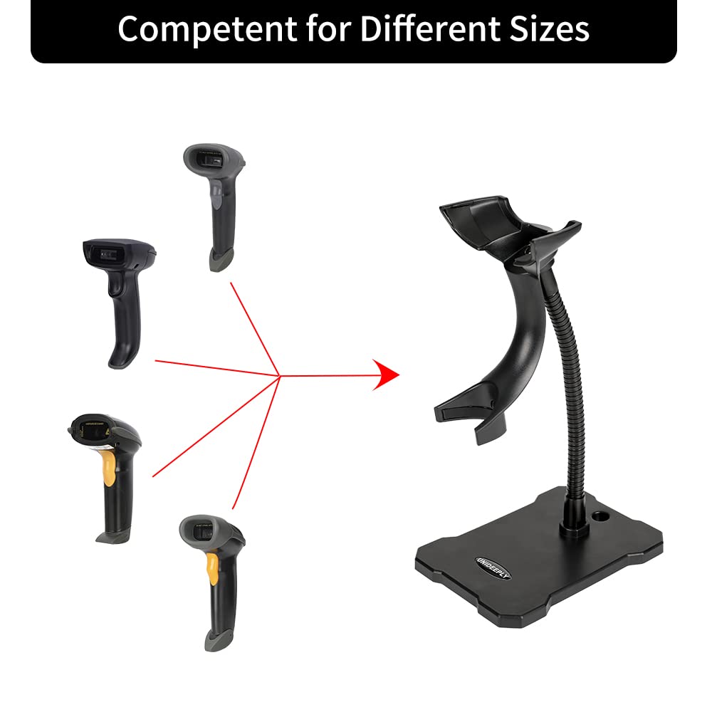 UNIDEEPLY Goose Neck Hands Free Adjustable Barcode Scanner Stand for Bar Code Readers Gun Desk Support Holder Mount Only