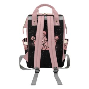 Black Pink Snowflake Diaper Bags Backpack with Name Personalized Baby Bag Nursing Nappy Bag Gifts