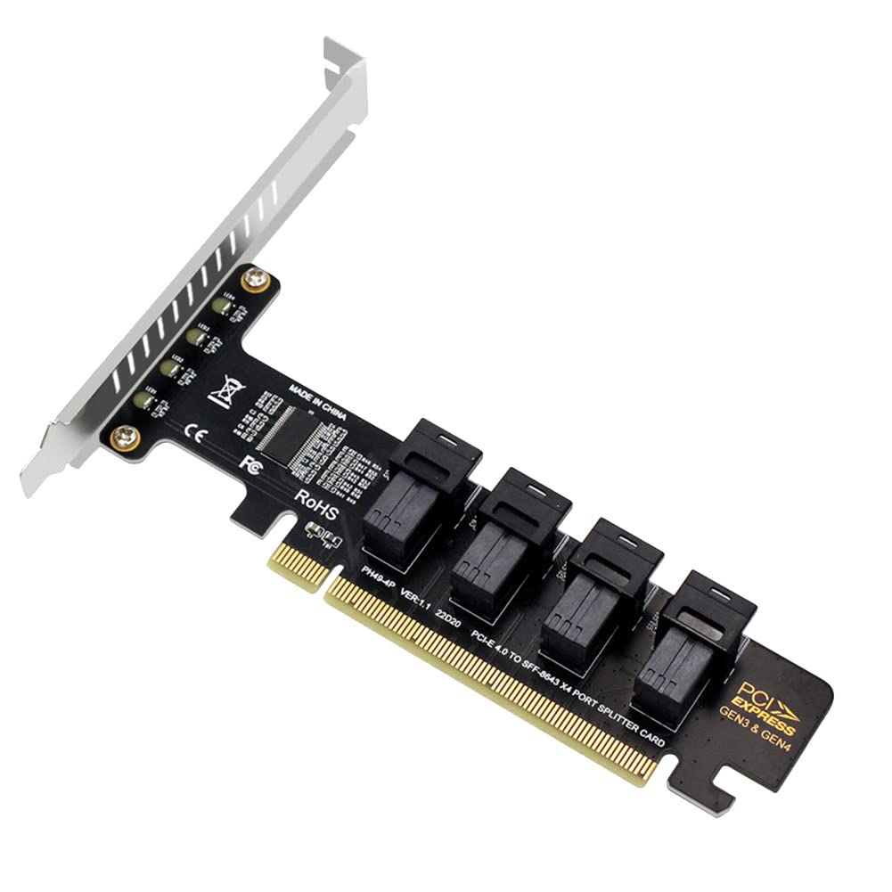 Viupolsor NGFF PCI-E 16X to 4 Ports U.2 NVME Split Expansion Card SFF-8639/8643 NVME PCIE SSD Adapter for Mainboard SSD