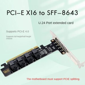 Viupolsor NGFF PCI-E 16X to 4 Ports U.2 NVME Split Expansion Card SFF-8639/8643 NVME PCIE SSD Adapter for Mainboard SSD