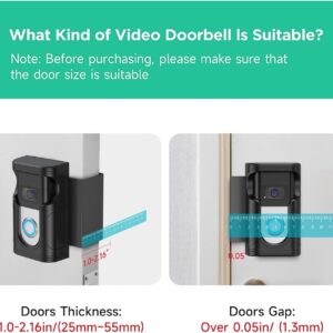 OLAIKE Anti-Theft Door Mount for Video Doorbell 1/2/3/3 Plus/4/2nd Gen & Blink Doorbell, No-Drill Doorbell Mount for Apartment Home Rentals Room (No Doorbell), Black