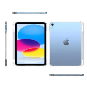 SFFINE Clear Case for New iPad 10th Generation 10.9-inch 2022,Slim Soft Flexible Lightweight TPU Gel Silicone Case Cover Skin with Pencil Holder for iPad 10.9" 10th Gen 2022 (Transparent)