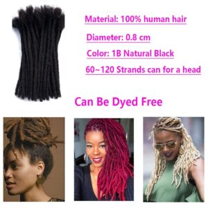 Kbeth 0.8cm Diameter Loc Extension 100% Human Hair Dreadlock Extensions for Man/Women Full Head Handmade loc Extensions Bundles Can Be Dyed Bleached Curled and Twisted 0.8cm 8 Inch 10 Strands