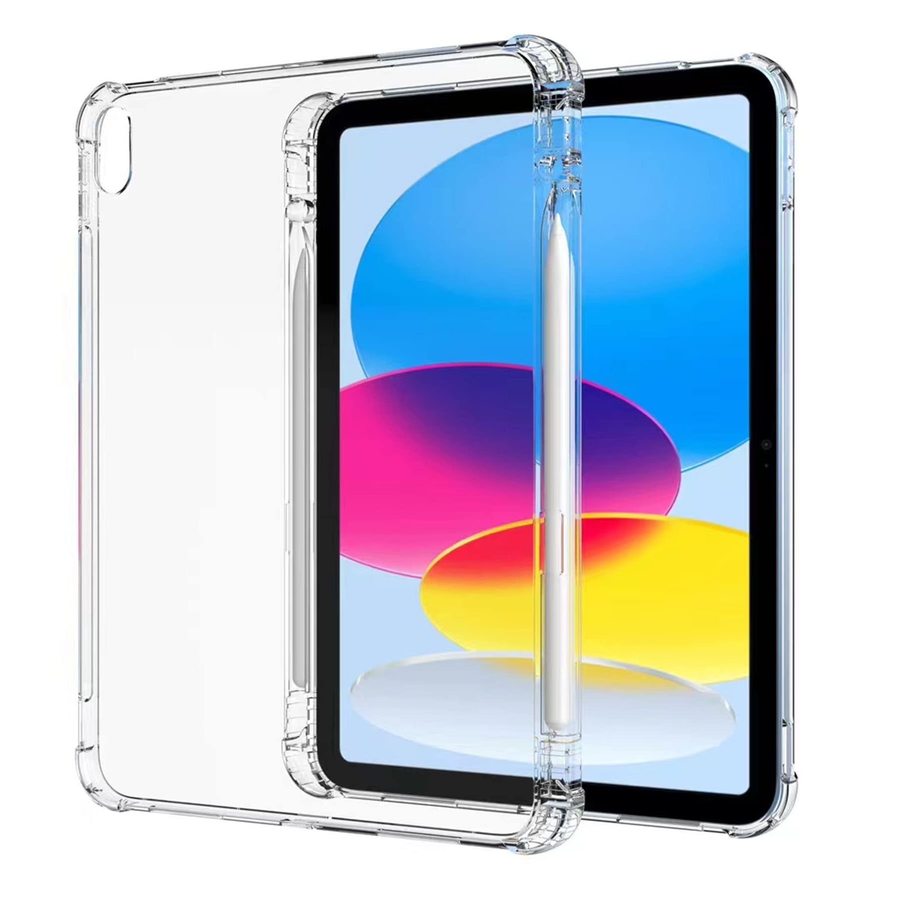 SFFINE Clear Case for New iPad 10th Generation 10.9-inch 2022,Slim Soft Flexible Lightweight TPU Gel Silicone Case Cover Skin with Pencil Holder for iPad 10.9" 10th Gen 2022 (Transparent)