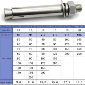 Expansion Screw, Stainless steel expansion bolts, screws, screws, 4 Pieces Expansion Screw Bolts M8 - Stainless Steel External Hex Nut Expansion Sleeve Anchor Bolt Heavy Duty Fixing Anchors, M8*70/4 P