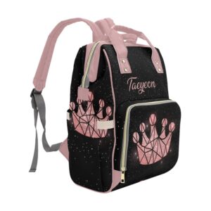 Black Pink Snowflake Diaper Bags Backpack with Name Personalized Baby Bag Nursing Nappy Bag Gifts