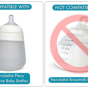 Sippy Cup Conversion Kit for Nanobébé Flexy Silicone Baby Bottles | 2-Count | with Soft Silicone Sippy Spout Nipples, Any Angle Straw Weighted Ball and Straw Cleaning Brush | by BelBeyo (Sippy Kit)