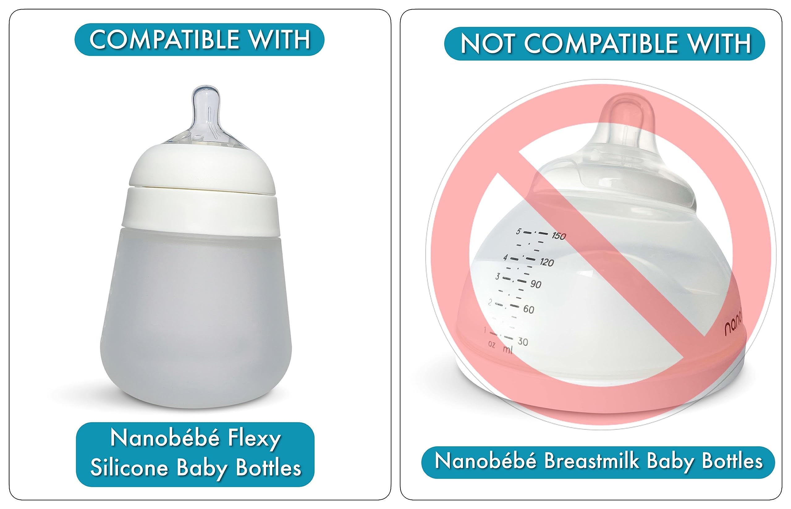 Sippy Cup Conversion Kit for Nanobébé Flexy Silicone Baby Bottles | 2-Count | with Soft Silicone Sippy Spout Nipples, Any Angle Straw Weighted Ball and Straw Cleaning Brush | by BelBeyo (Sippy Kit)