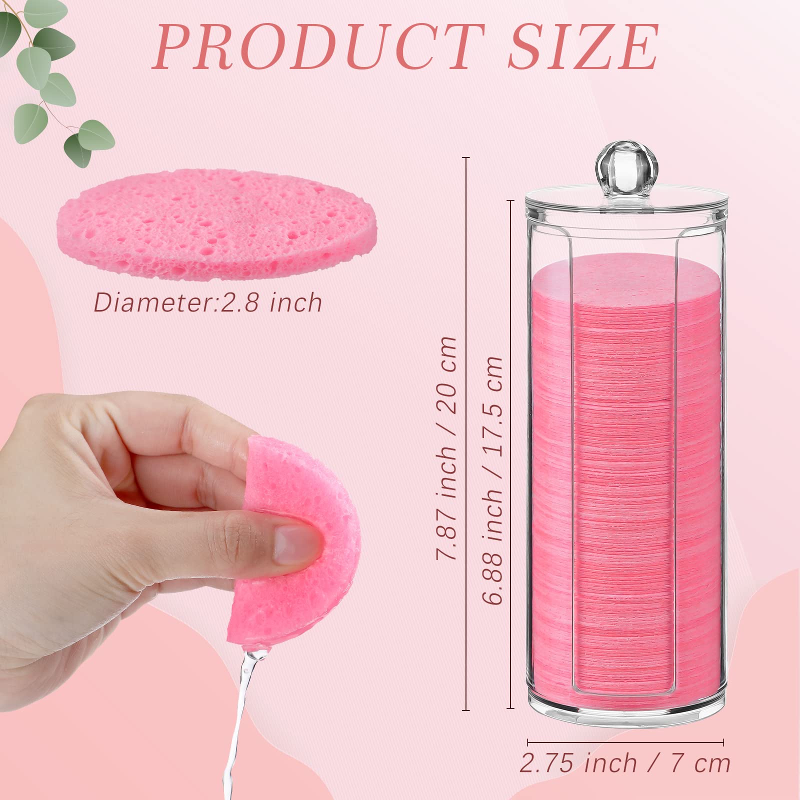 120pcs Compressed Facial Sponges Natural Face Exfoliator Disposable Face Sponges for Cleansing Round Soft Facial Scrubber Pads with Storage Container for Makeup Removal Esthetician Travel (Pink)