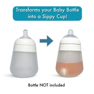 Sippy Cup Conversion Kit for Nanobébé Flexy Silicone Baby Bottles | 2-Count | with Soft Silicone Sippy Spout Nipples, Any Angle Straw Weighted Ball and Straw Cleaning Brush | by BelBeyo (Sippy Kit)