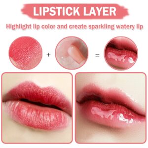 CAHIUYOA Lip Oil Hydrating Tinted Lip Oil Lip Gloss,Lip Glow Oil Lip Tint,Non-sticky Big Brush Head,Nourishing Repairing Plumping Lip Oil Lip Gloss - Cherry