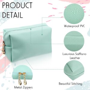 Jexine 6 Pcs Small Preppy Makeup Bag Leather Zipper Cosmetic Bag Water Resistant Versatile Makeup Pouch Travel Cosmetic Organizer Portable Toiletry Bag Daily Storage Beauty Bag for Women Gift