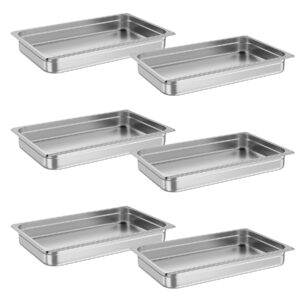 riedhoff 6 pack full size hotel pan, [nsf certified] commercial stainless steel 2.5 inch deep anti-jamming steam table pan