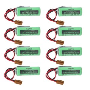 eva (8-pack) 3v 2500mah plc battery for sanyo cr17450se-r a98l-0031-0012, fanuc cnc with plug,