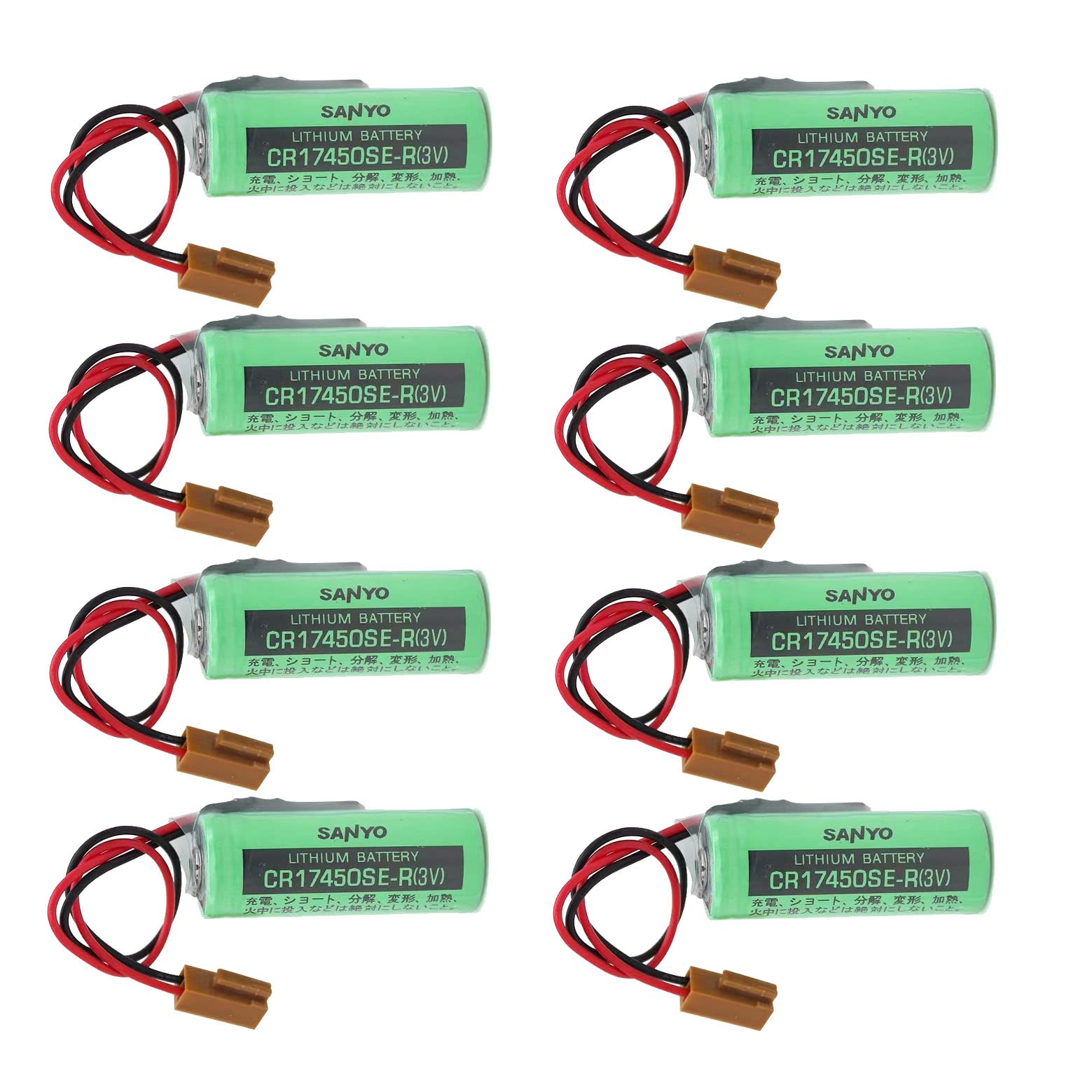 EVA (8-Pack) 3V 2500mAh PLC Battery for SANYO CR17450SE-R A98L-0031-0012, FANUC CNC with Plug,