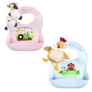 Mud Pie Blue Farm Silicone Bib Rattle