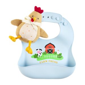 Mud Pie Blue Farm Silicone Bib Rattle