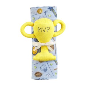 sports swaddle and rattle set