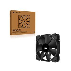 Corsair SP120 Elite, 120mm PWM Hydraulic Bearing Case Fan with CORSAIR AirGuide Technology - Low-Noise, 24.7 dBA, Fan Speeds from 300 RPM - 1,300 RPM, 45.4 CFM, Single Pack - Black