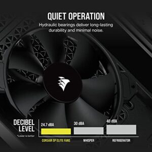 Corsair SP120 Elite, 120mm PWM Hydraulic Bearing Case Fan with CORSAIR AirGuide Technology - Low-Noise, 24.7 dBA, Fan Speeds from 300 RPM - 1,300 RPM, 45.4 CFM, Single Pack - Black