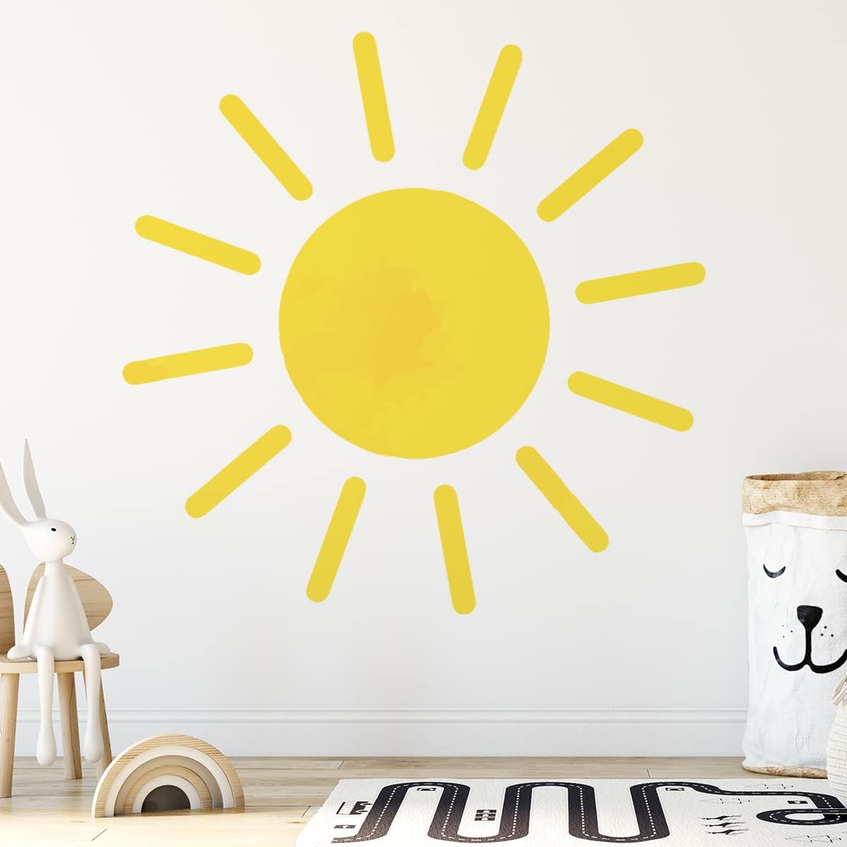 37x37 Inch Boho Sun Wall Decals Removable Sunshine Wall Sticker Vinyl Peel and Stick Sun Decals Wall Art for Girls Kids Bedroom Nursery Playroom Decor