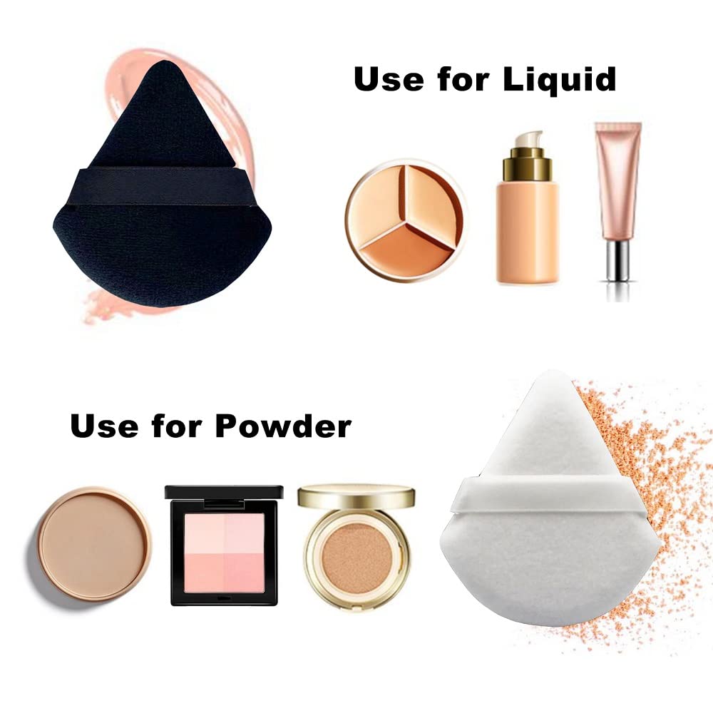 12Pcs Triangle Powder Puff, Makeup Powder Puffs for Face Powder, Velour Setting Powder Puff with Triangle Shape, Perfect for Under Eyes and Nose, No Creasing & Caking