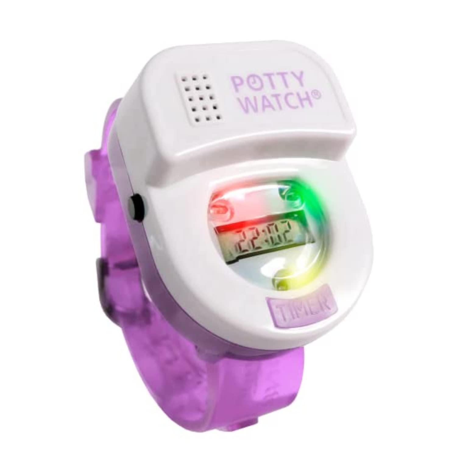 POTTY TIME: Purple Watch & Sticker Set | Water Resistant, Toilet Training Aid, Warranty Included. (Automatic Timers Plays Music & Flashing Lights for Fun Reminders), Purple & Savanna Sticker Cha