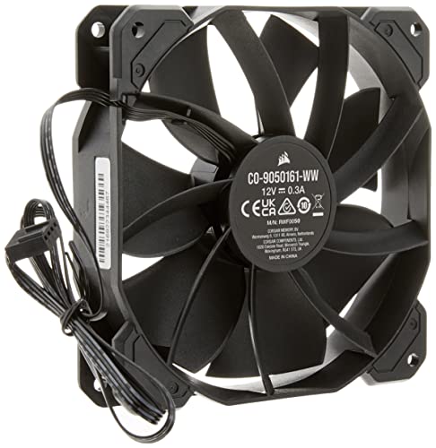 Corsair SP120 Elite, 120mm PWM Hydraulic Bearing Case Fan with CORSAIR AirGuide Technology - Low-Noise, 24.7 dBA, Fan Speeds from 300 RPM - 1,300 RPM, 45.4 CFM, Single Pack - Black