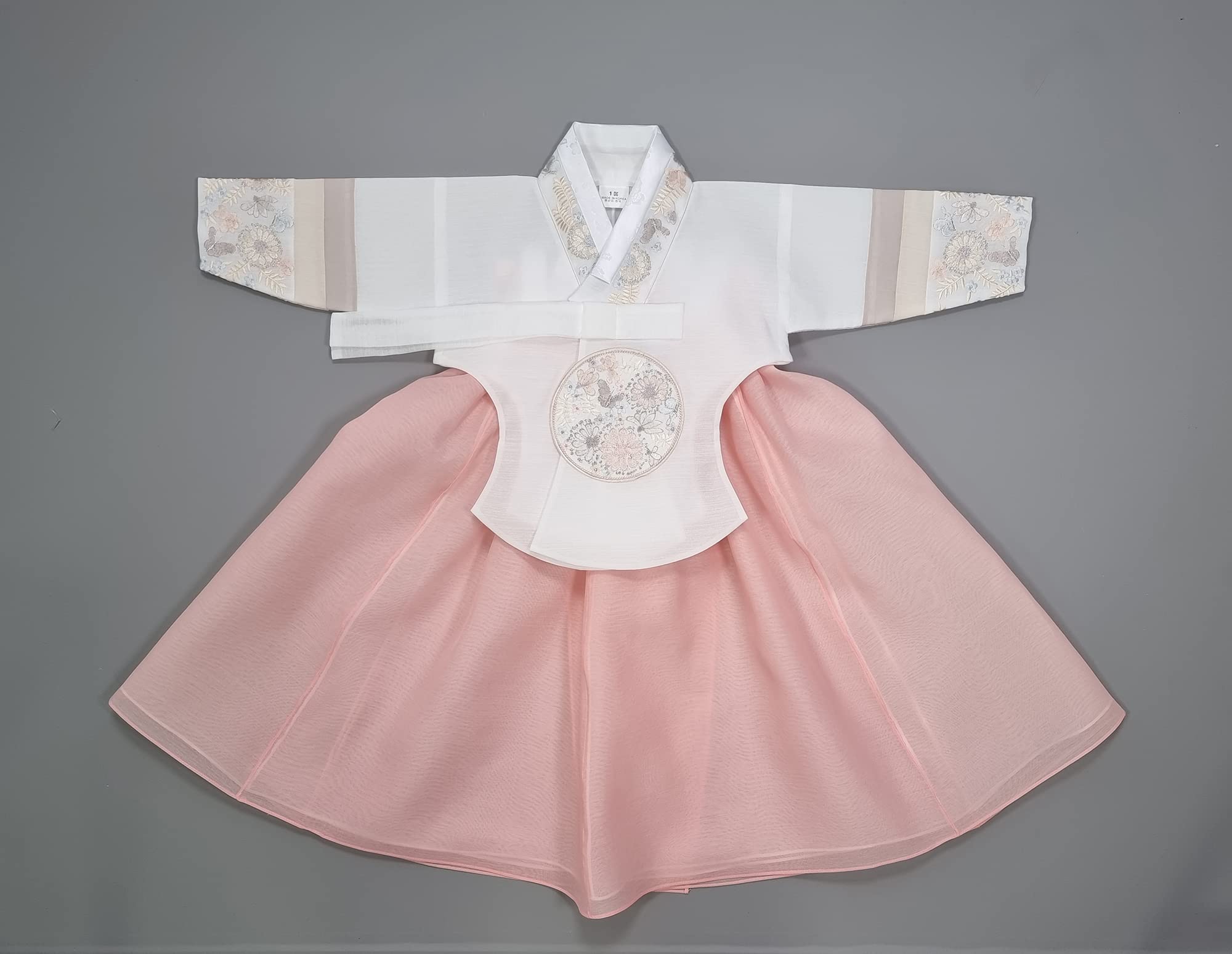 Hanbok Girl Baby Korea Traditional Clothing Set First Birthday Party Celebrations 1 Age White Peach Embroidery HHG15