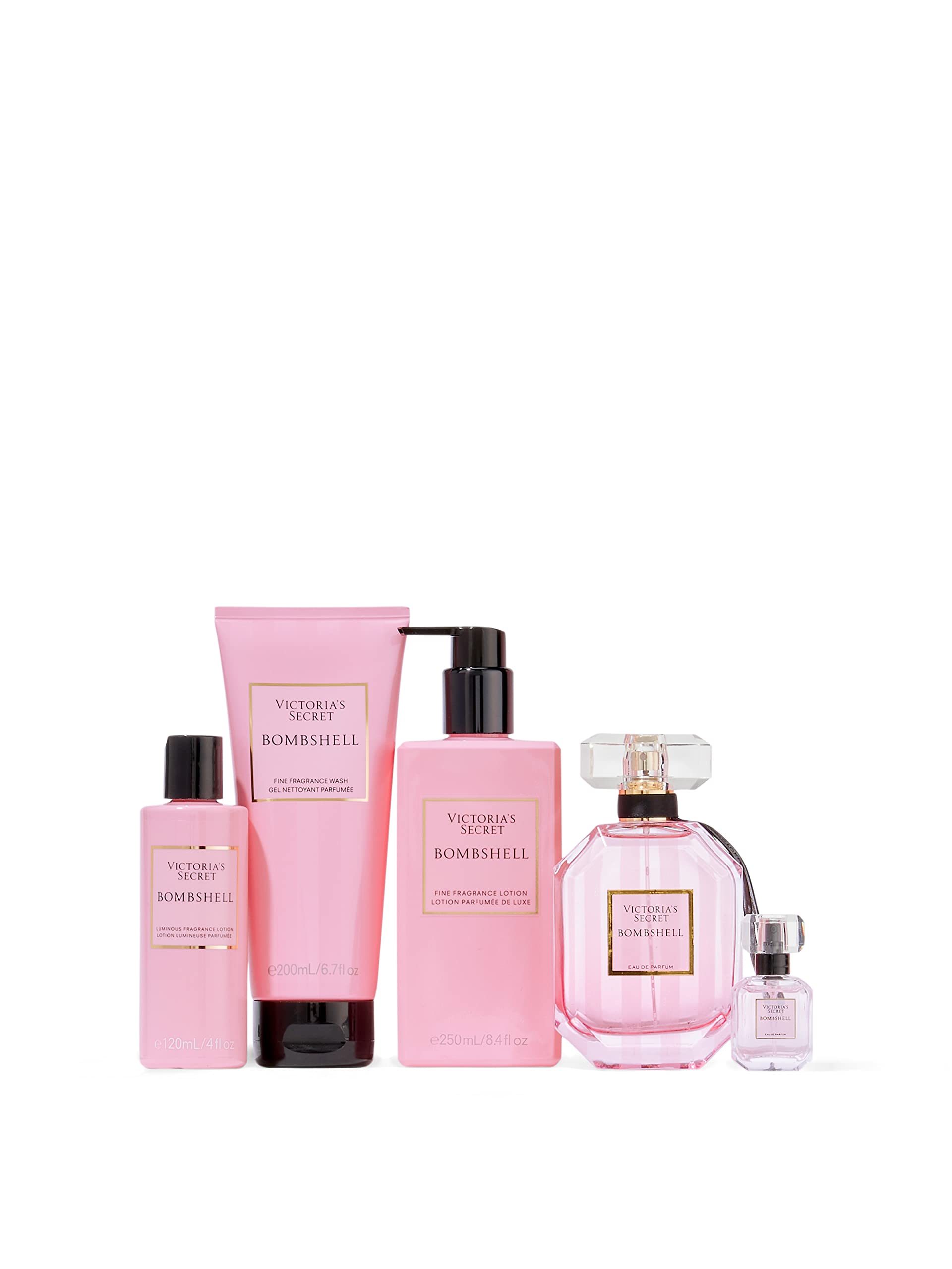 Victoria's Secret Bombshell Eau de Parfum 5 Piece Gift Set: 3.4 oz. Mini Eau de Parfum, Body Wash, Body Lotion, & Luminous Body Lotion