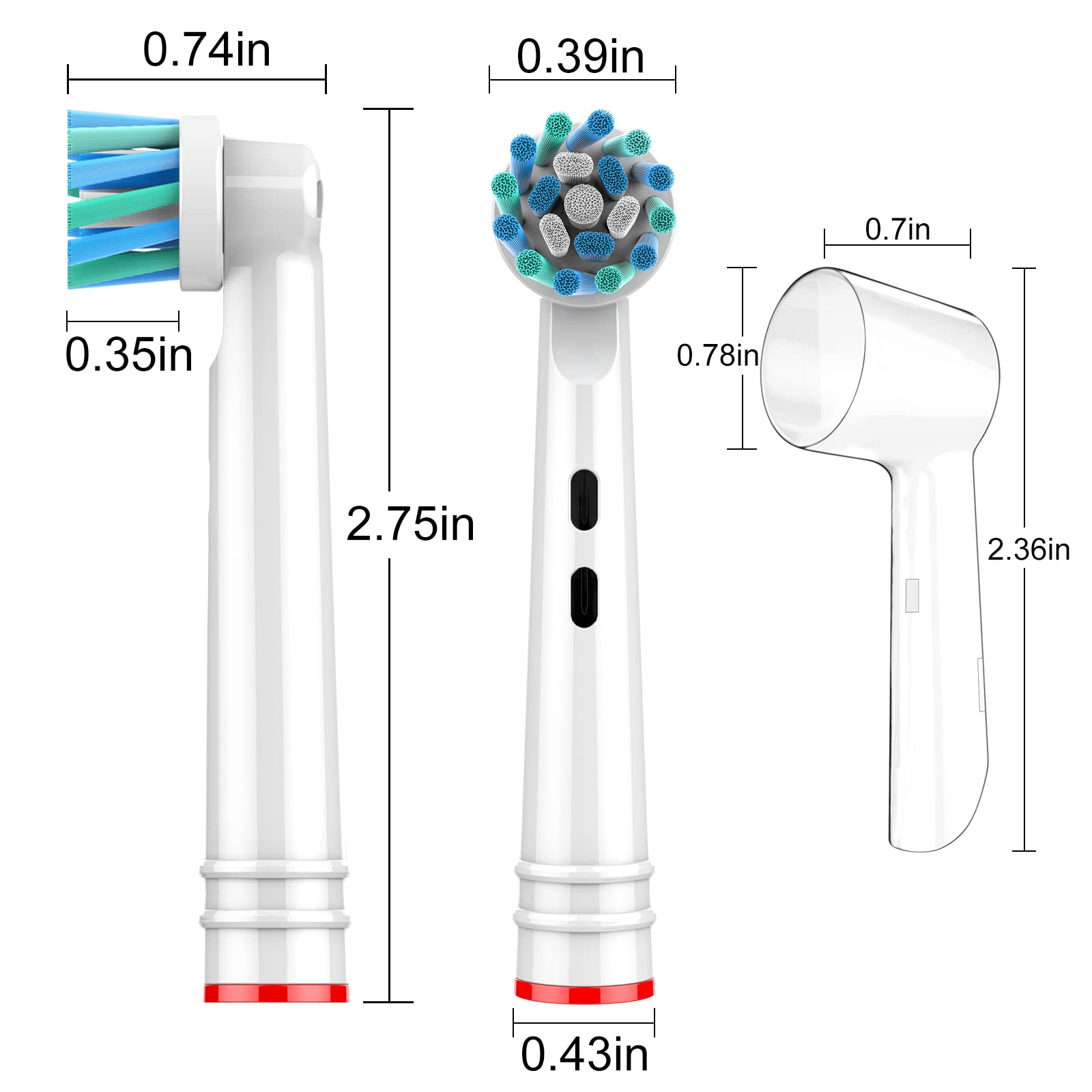 FIRIK Toothbrush Heads Replacement Compatible with Oral B: 8 Pack Professional Brush Head Refills for Braun Pro 1000/3000/5000/7000/8000/9000, Floss Action & Cross Action with Hygienic Caps