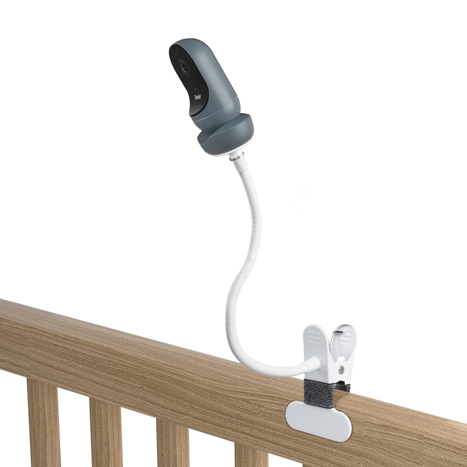 HOLACA Flexible Clip Mount for Owlet Cam 2 and Owlet Cam Baby Monitor Camera Stand with 1/4 Threaded Hole and Adjustable 360 Degree Mount for Crib Nursery(with Base Connect)