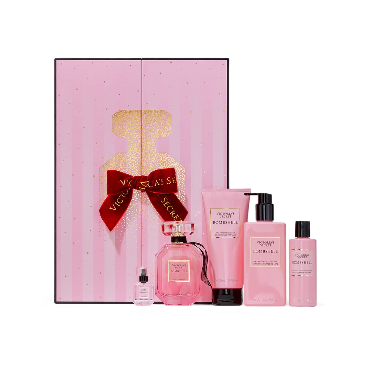 Victoria's Secret Bombshell Eau de Parfum 5 Piece Gift Set: 3.4 oz. Mini Eau de Parfum, Body Wash, Body Lotion, & Luminous Body Lotion