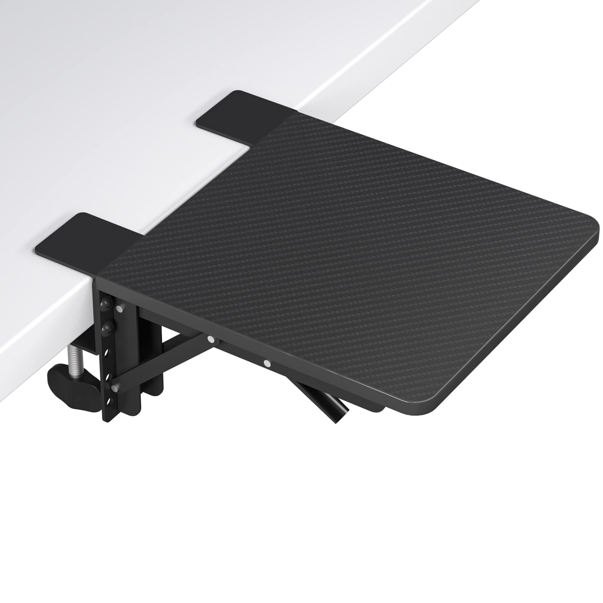 BONTEC Ergonomics Desk Extender Tray, 9.5"x9.1" Table Mount Arm Wrist Rest Shelf, 90° Foldable Elbow Arm Support, Clamp on Computer Arm Rest for Desk, Suitable for Office Desks