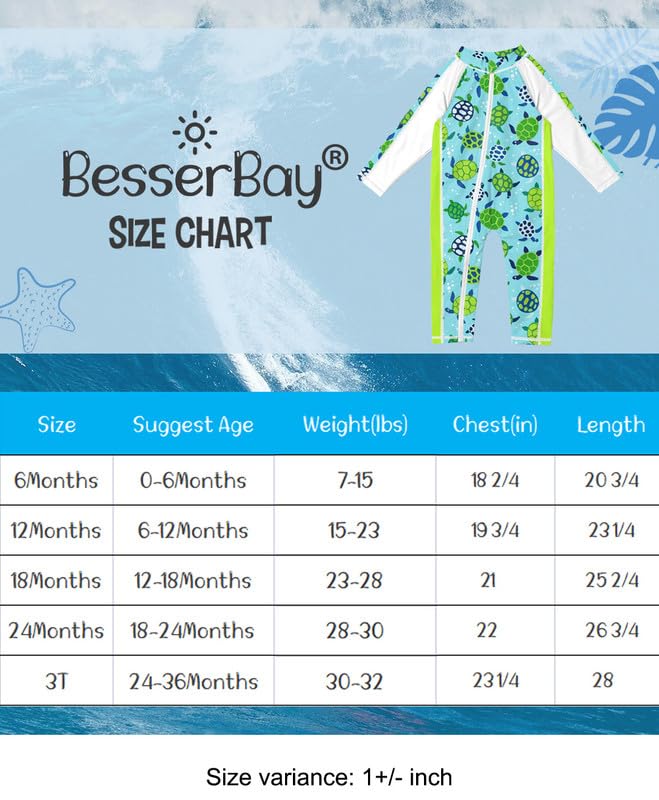 BesserBay Baby Girls Cute Tortoise Blue Swimwear One Piece Uv Protection Rashguard 6-12 Months