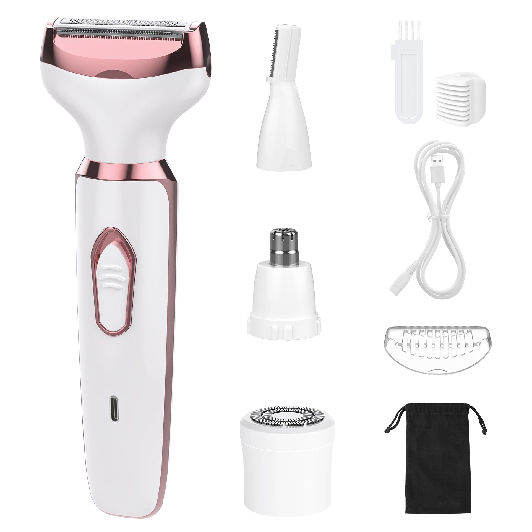 Electric Razors for Women, 4 in 1 Electric Women Shaver, Hair Removal Epilators for Leg Face Arm Bikini Armpit Pubic Hair, Cordless Rechargeable Portable Women's Bikini Trimmers, White