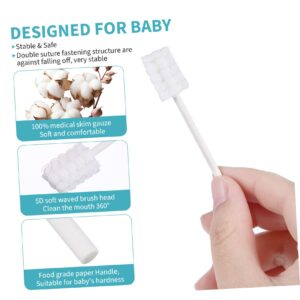 Healifty 30Pcs Oral Brush Mouth Sponge swabs Newborn Disposable Tools for Toddlers Infant Gauze Baby White Oral Care deciduous Teeth